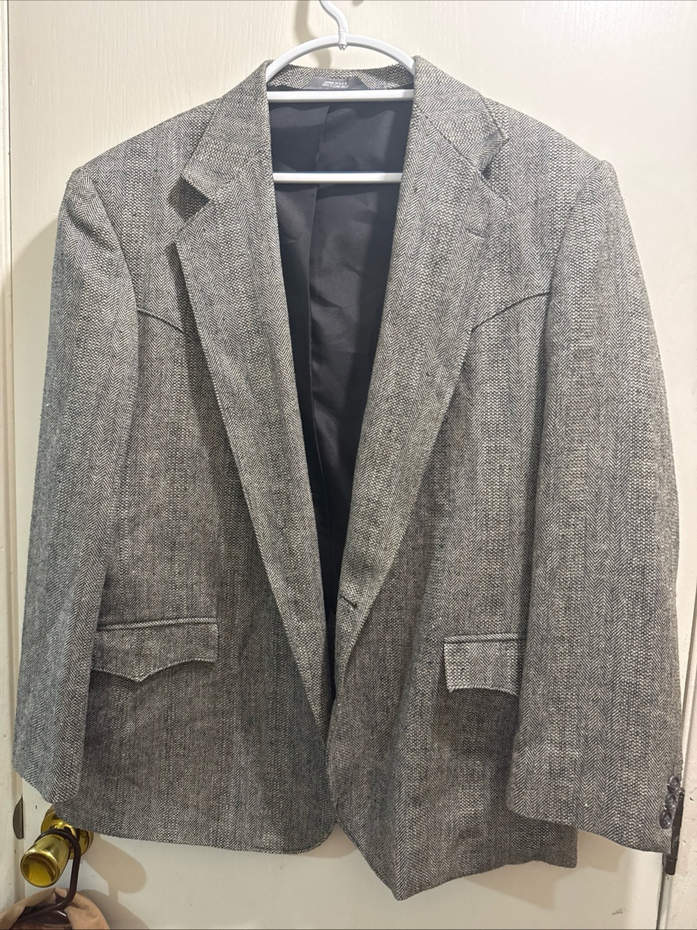 Taos Western Collection 48R Tweed Men's Gray Herringbone Sport Coat Cowboy class